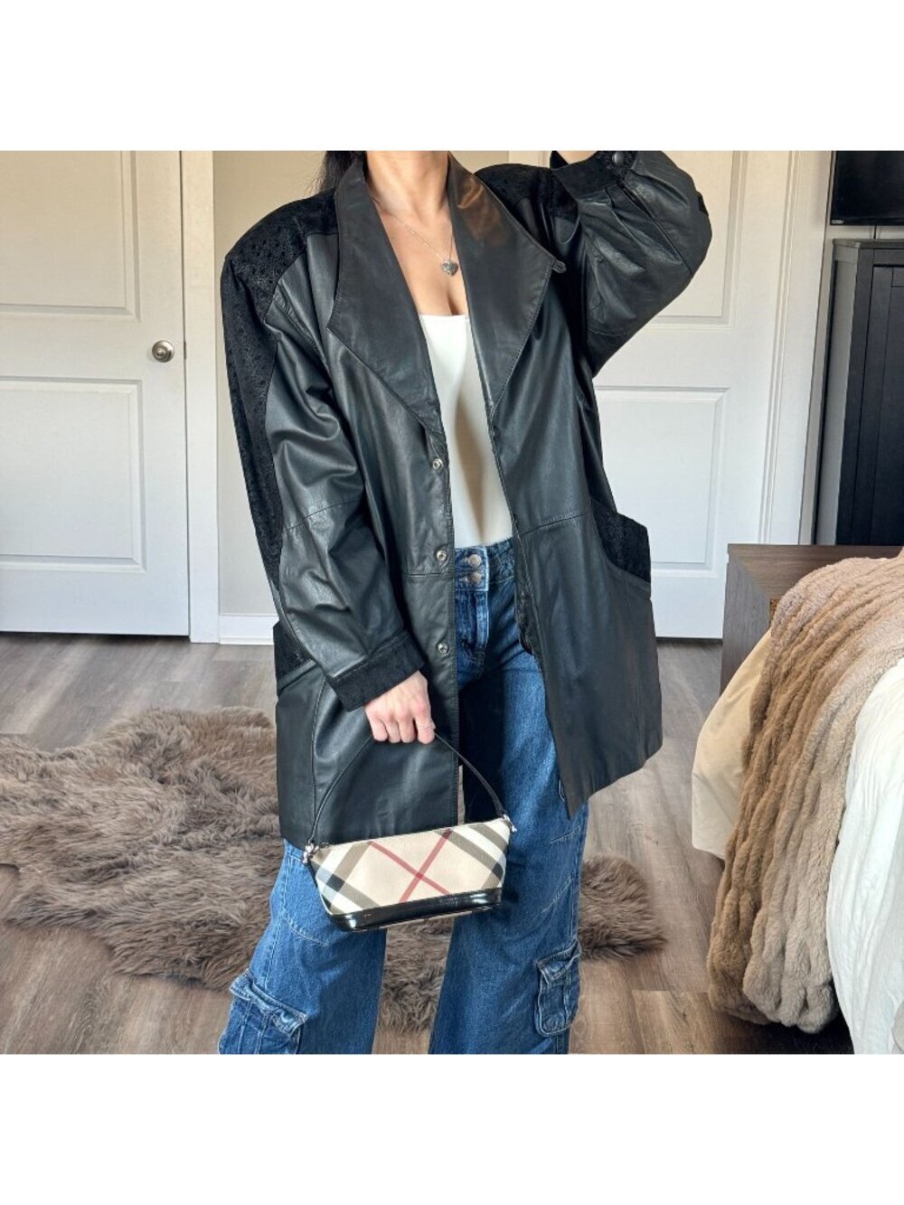 Vintage Pelle Studio Leather Coat L Thinsulate Black Jacket Whimsy 90s Mystical
